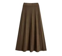 MGDIFYXAA Gonna Lavorata A Maglia - Gonna Snellente A Vita Alta per Taglie Forti Autunno/Inverno, Semplice Abito Lungo, Versatile Gonna A Trapezio in Maglia per Donne Taglie Forti, Marrone 3XL