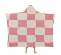 MGDIFYXAA Morbida ed Coperta con Cappuccio in Flanella Geometria, Perfetta per Il Divano o Il Letto, Ideale per Tutte Le Occasioni - Rosa a scacchi,150 × 200 cm