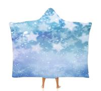 MGDIFYXAA Morbida ed Coperta con Cappuccio in Flanella Sogno, Perfetta per Il Divano o Il Letto, Ideale per Tutte Le Occasioni - Stelle e fiocchi di neve,130 × 100 cm