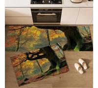 MGDIFYXAA Set di 2 tappeti da cucina anti fatica,Alberi secolari in autunno tappetini da cucina per la decorazione della casa e l'ufficio,antiscivolo,comodi