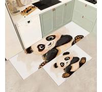 MGDIFYXAA Set di 2 tappeti da cucina antiscivolo comodi,Un simpatico panda tappetini da cucina impermeabili per la decorazione della casa e l'ufficio