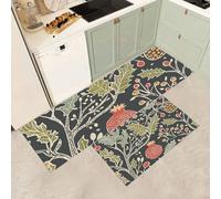 MGDIFYXAA set di 2 tappeti da cucina, tappeto Retrò antiscivolo lavabili per pavimenti da cucina, assorbenti, per corridoio, soggiorno e camera,Foglie di agrifoglio di melograno,50×80cm+50×150cm