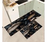MGDIFYXAA Set di 2 Tappeto da cucina Campagna rurale antiscivolo, lavabili per cucina, decorazione per la casa, ufficio, scrivania in piedi (Piante di funghi,43×75cm+43×120cm)