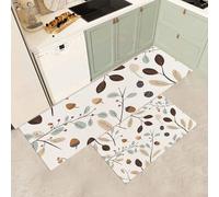 MGDIFYXAA Set di 2 Tappeto da cucina Scarabocchi semplici antiscivolo, lavabili per cucina, decorazione per la casa, ufficio, scrivania in piedi (Ghianda di ramo d'ulivo,40×60cm+40×120cm)