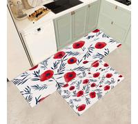 MGDIFYXAA Tappeto Cucina 50×80cm+50×150cm,Tappeto Cucina Piante ad acquerello Antiscivolo Lavabile, Anti-Fatica Passatoia Cartamo Tappeti Impermeabile per Corridoio, Lavanderia