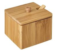 MGE - Portaspezie - Saliera con Coperchio e Cucchiaino in Legno - Zuccheriera - Contenitore per Condimento in Legno