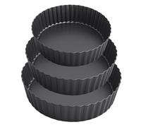 MGE - Set 3 Stampo Crostata - Teglia per Quiche e Crostata Alto - Stampo Crostata Furba con Fondo Removibile Antiaderente- Teglia Rotonda da Forno - Stampo Quiche Torte - 20, 24, 28 cm