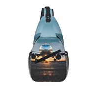 MGGAklp Airplane In The Evening Light Print Cross Chest Bag Diagonalmente Uomini Donne Leggero Impermeabile Borsa a Tracolla Petto
