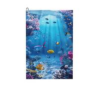 MGGAklp Asciugamano da golf colorato con stampa a tema oceano con accessorio da golf in microfibra ad asciugatura rapida dell'acqua assorbente della clip