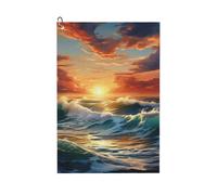 MGGAklp Asciugamano da golf con stampa paesaggio tramonto oceano con clip acqua assorbente Quick Dry Microfibra Golf accessorio