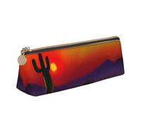 MGGAklp Astuccio con stampa di cactus al tramonto nel deserto, con cerniera, organizer per cancelleria da ufficio e da viaggio, per donne e uomini