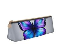 MGGAklp Astuccio con stampa di farfalle blu e viola, con cerniera, organizer per cancelleria da ufficio e da viaggio, per donne e uomini