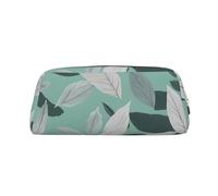 MGGAklp Astuccio con stampa di foglie grigio menta, spazioso ed elegante, con cerniera, ideale come regalo per scuola e ufficio, Oro, Taglia unica, Organizer per borse