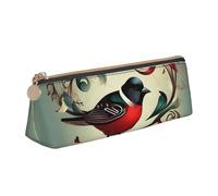 MGGAklp Astuccio con stampa di note musicali e uccelli color foglia di tè con cerniera, organizer per cancelleria da ufficio e viaggio per donne e uomini