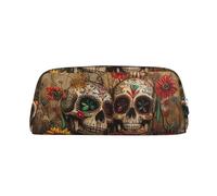 MGGAklp Astuccio con stampa di teschi e farfalle, spazioso ed elegante, con cerniera, ideale come regalo per scuola e ufficio, Argento, Taglia unica, Organizer per borse