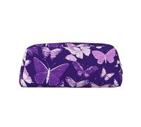MGGAklp Astuccio con stampa floreale con farfalle viola, spazioso ed elegante, con cerniera, ideale come regalo per scuola e ufficio, Argento, Taglia unica, Organizer per borse
