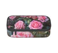 MGGAklp Astuccio per matite con stampa di rose fresche rosa, con cerniera, per la scuola, per ragazze e ragazzi, Nero , Taglia unica, Organizer per borse