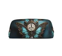 MGGAklp Astuccio spazioso ed elegante con stampa di farfalle e orologio, astuccio per matite con cerniera, ideale come regalo per scuola e ufficio, Oro, Taglia unica, Organizer per borse
