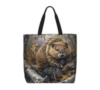 MGGAklp Beaver che lavora la borsa di totalizzatore della stampa con la chiusura lampo alla moda riutilizzabile borse della spalla per il lavoro di shopping, le vacanze