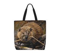 MGGAklp Beaver che lavora la borsa di totalizzatore della stampa con la chiusura lampo alla moda riutilizzabile borse della spalla per il lavoro di shopping, le vacanze