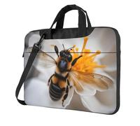 MGGAklp Bee On Honeycomb Print Laptop Borsa a tracolla cerniera impermeabile con tracolla regolabile, Nero , 14 inch