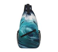 MGGAklp Bella Ocean Waves Print Cross Chest Bag Diagonalmente Uomini Donne Leggero Impermeabile Petto Borsa a Tracolla