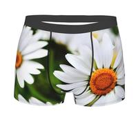 MGGAklp Biancheria intima attiva traspirante di allungamento degli uomini della stampa dei fiori della margherita bianca degli slip dei boxer, Nero , L Short