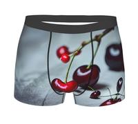 MGGAklp Biancheria intima attiva traspirante di allungamento degli uomini della stampa del modello delle ciliegie rosse degli slip del pugile, Nero , L Short