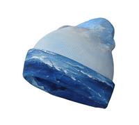 MGGAklp Blue Ocean Sea Print Cappello lavorato a maglia alla moda elastico caldo cappello invernale per donne uomini