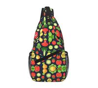 MGGAklp Borsa a tracolla con stampa di frutta e verdura in stile cartone animato, in diagonale, unisex, leggera, impermeabile, con tracolla