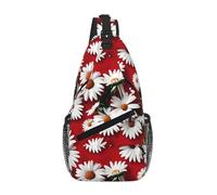 MGGAklp Borsa a tracolla con stampa floreale rossa e margherita bianca, in diagonale, unisex, leggera, impermeabile, borsa a tracolla