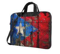MGGAklp Borsa a tracolla per computer portatile con stampa bandiera di Porto Rico impermeabile con tracolla regolabile, Nero , 15.6 inch