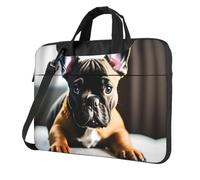 MGGAklp Borsa a tracolla per computer portatile con stampa bulldog francese con cerniera impermeabile con tracolla regolabile, Nero , 13 inch