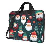 MGGAklp Borsa a tracolla per computer portatile, con stampa di Babbo Natale, con cerniera, impermeabile, con tracolla regolabile, Nero , 13 inch
