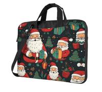 MGGAklp Borsa a tracolla per computer portatile con stampa Merry Christmas impermeabile con tracolla regolabile, Nero , 14 inch