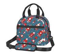 MGGAklp Borsa da pranzo con stampa di razzi dei cartoni animati, riutilizzabile, borsa termica per il pranzo, tracolla per lavoro e picnic