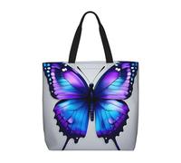 MGGAklp Borsa di totalizzatore blu viola della stampa delle farfalle con le borse riutilizzabili alla moda della spalla della chiusura lampo per il lavoro di acquisto, vacanza