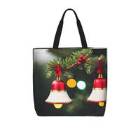MGGAklp Borsa di totalizzatore con stampa albero di Natale e campana con cerniera alla moda riutilizzabile borse a spalla per lavoro di shopping, vacanze