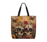 MGGAklp Borsa di totalizzatore con stampa di teschi di zucchero con cerniera alla moda riutilizzabile borse a spalla per lo shopping, lavoro, vacanza