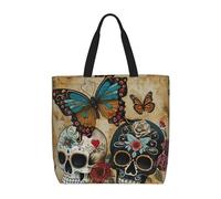 MGGAklp Borsa di totalizzatore con stampa di teschi di zucchero con cerniera alla moda riutilizzabile borse a spalla per lo shopping, lavoro, vacanza