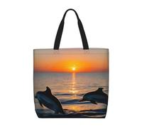 MGGAklp Borsa di totalizzatore della stampa dei delfini del tramonto con le borse riutilizzabili alla moda della spalla della chiusura lampo per il lavoro di acquisto, vacanza