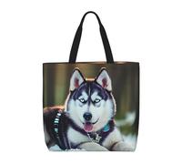 MGGAklp Borsa di totalizzatore della stampa del cane Husky con le borse riutilizzabili alla moda della spalla della chiusura lampo per il lavoro di acquisto, le vacanze