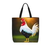 MGGAklp Borsa di totalizzatore della stampa del gallo di lustro con le borse riutilizzabili alla moda della spalla della chiusura lampo per il lavoro di acquisto, vacanza
