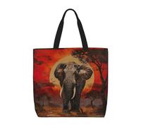 MGGAklp Borsa di totalizzatore della stampa del tramonto dell'elefante con le borse riutilizzabili alla moda della spalla della chiusura lampo per il lavoro di acquisto, vacanza