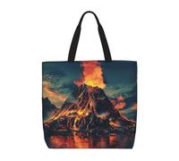 MGGAklp Borsa di totalizzatore della stampa del vulcano con le borse riutilizzabili alla moda della spalla della chiusura lampo per il lavoro di acquisto, vacanza