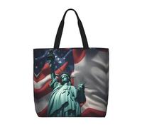 MGGAklp Borsa di totalizzatore della stampa della bandiera della statua della libertà con le borse riutilizzabili alla moda della spalla della chiusura lampo per il lavoro di acquisto, le vacanze