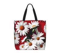 MGGAklp Borsa di totalizzatore della stampa della margherita bianca e del fiore rosso con le borse riutilizzabili alla moda della spalla della chiusura lampo per il lavoro di shopping, le