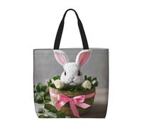 MGGAklp Borsa di totalizzatore della stampa della rosetta del coniglietto con le borse riutilizzabili alla moda della spalla della chiusura lampo per il lavoro di acquisto,