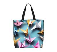 MGGAklp Borsa di totalizzatore della stampa delle gru della carta di origami con le borse riutilizzabili alla moda della spalla della chiusura lampo per il lavoro di acquisto, vacanza
