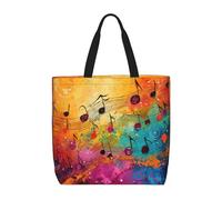 MGGAklp Borsa di totalizzatore della stampa delle note musicali variopinte con le borse riutilizzabili alla moda della spalla della chiusura lampo per il lavoro di